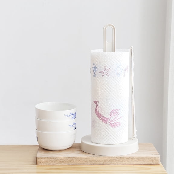 FOMIYES Plastic Upright Paper Towel Holder with Support Arm for Kitchen Counter