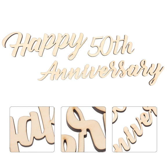 FOMIYES Beige Wedding Anniversary Wood Cutout Sign for Elegant Party and Wall Decoration