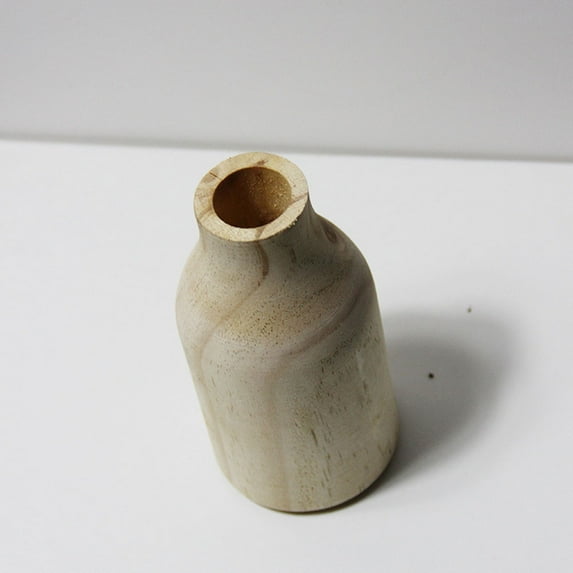 FOMIYES Beige Wood Vase for Dried Flowers and Decor Modern Design with Excellent Craftsmanship 7.5 Inches Tall