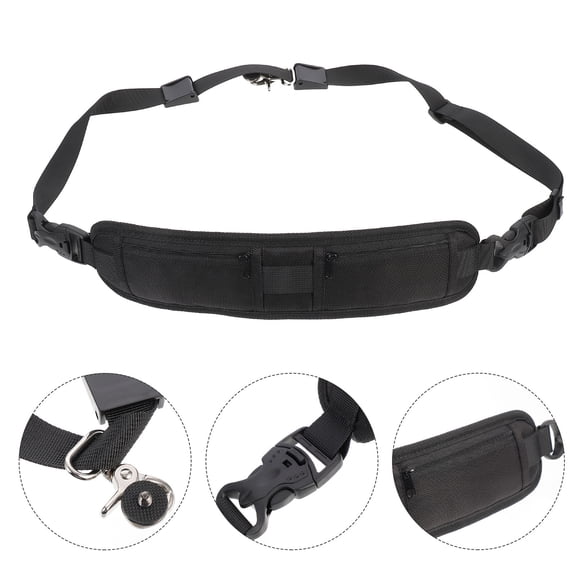 FOMIYES Black Adjustable Camera Sling Strap with Nylon and Double Zippered Pockets for Camera Accessories