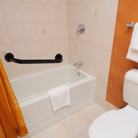 FOMIYES Black Bathroom Armrest Grab Bar Stainless Steel with Straight Design for Mobility Support