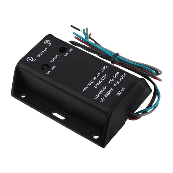 FOMIYES Black Car Audio Converter Adapter for High to Low Frequency Signal Conversion with Adjustable Audio Output Control