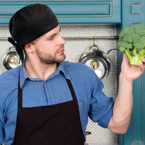 FOMIYES Black Cotton Cooking Hats, Chef Cap Hair Covers, Smooth Fabric Caps for Kitchen Restaurant BBQ Outdoor Grilling