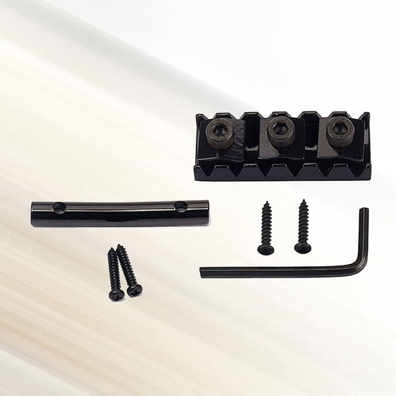FOMIYES Black Guitar String Locking Nut Set with Tension Bar for Electric Guitar Easy Installation