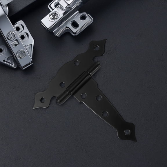 FOMIYES Black Heavy Duty Barn Door Hinges Iron Strap Hinge for Smooth Operation on Wood Gates