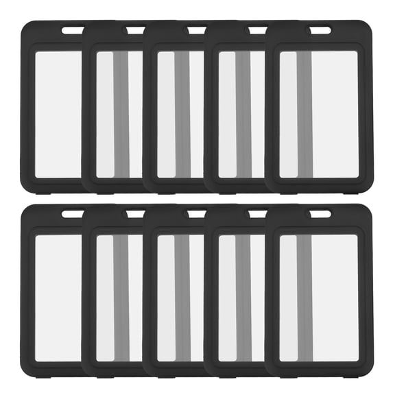 FOMIYES Black ID Card Holder for Car Use, Durable PP Material, Compact Size, 10-Pack Work Badge Covers