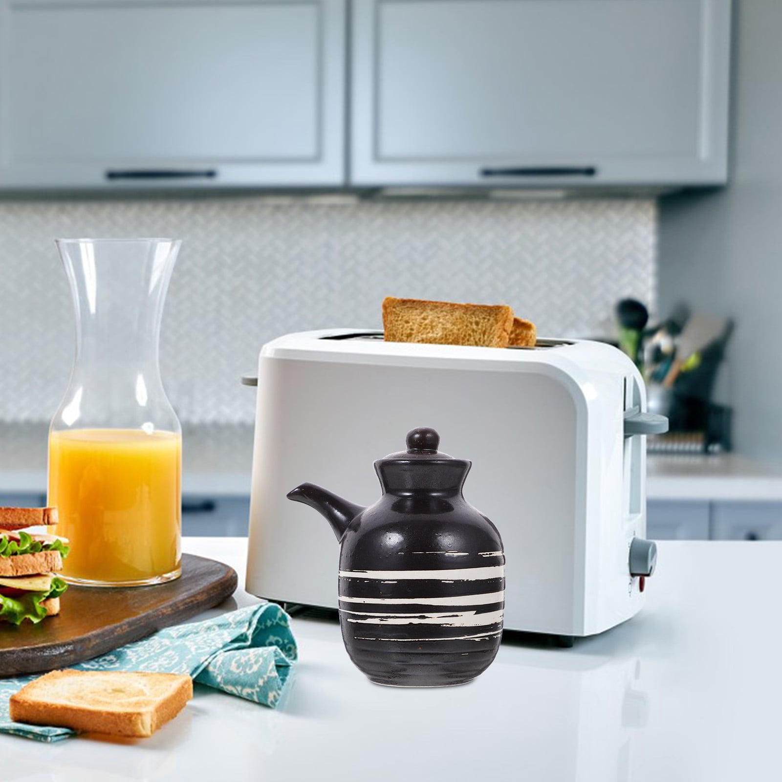 Caramic Pot FOMIYES Ceramic Condiment Pot in Black - High-Grade and Splashing-Proof ...