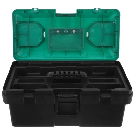 FOMIYES Black Plastic Hard Case Tool Box Organizer and Storage Portable 2 Layer Toolbox for Electrical and Home Use