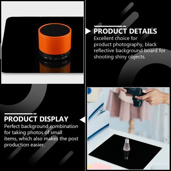 FOMIYES Black Reflective Acrylic Photography Backdrop for Small Product Photo Shoots and Display Setups