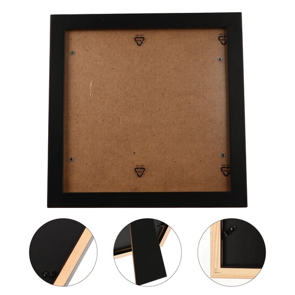 FOMIYES Black Rustic Wood 8-Inch Square Picture Frame with Movable Support
