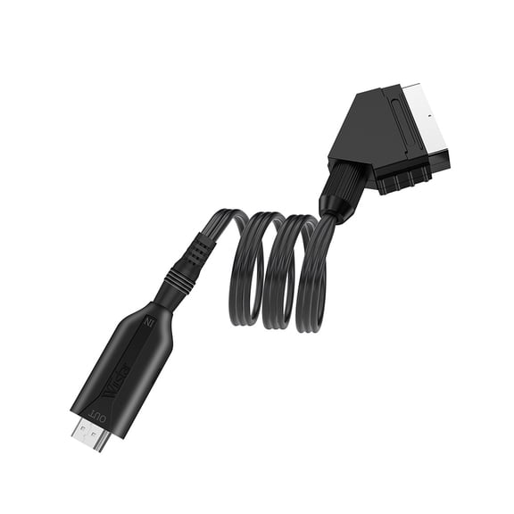 FOMIYES Black Scart Cable Video Audio Converter with Video Scaler for TV and Dvd Recorder Use