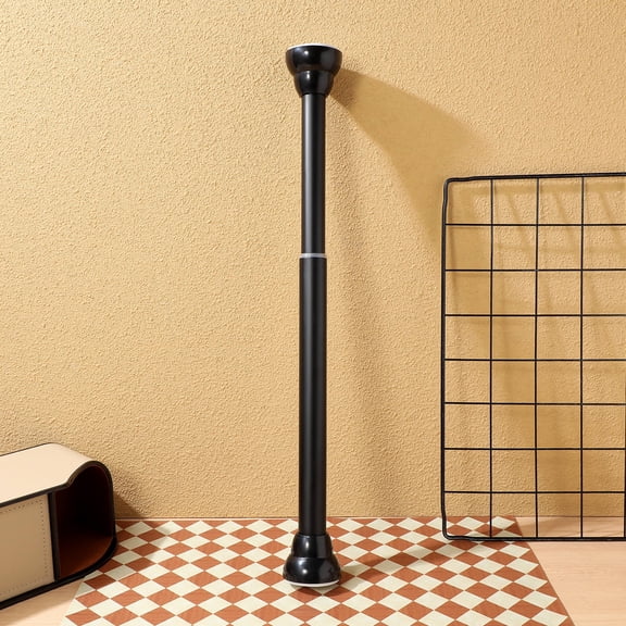 FOMIYES Black Stainless Steel Telescopic Shower Curtain Rod for Home Use with Punch Free Installation