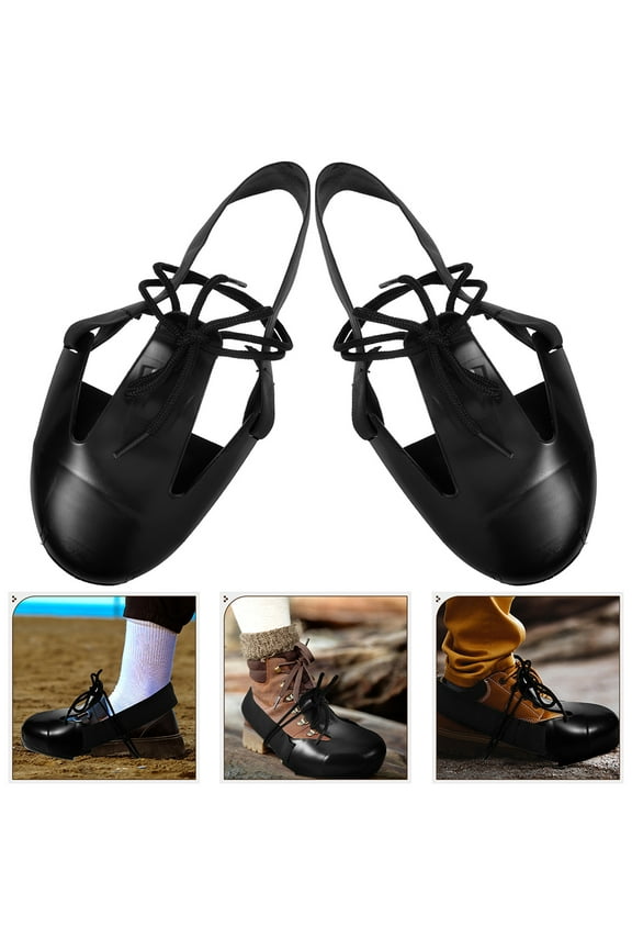 Black Steel Toe Cap Safety Shoe Covers for Protection PVC and Steel Wear Resistant 2 Pairs