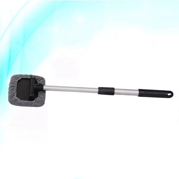 FOMIYES Black Window Glass Mop with Telescopic Rod and Replaceable Microfiber Cover for Effective Cleaning