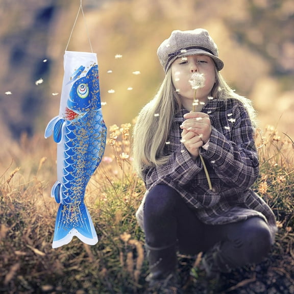 FOMIYES Blue Carp Flag 3D Shape Koi Fish Flag for Boys Day Japan 1Pcs 26.4X8.3X3.1in