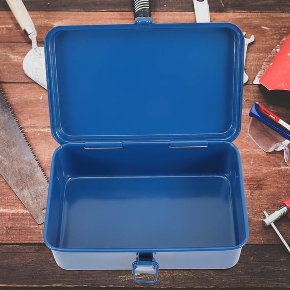 FOMIYES Portable Blue Iron Tool Box for Storage Sturdy Container for Wrenches Screwdrivers and Drills
