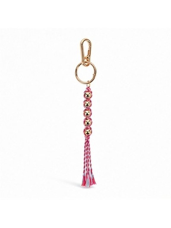 Handwoven Boho Red Keychain Tassel with Lucky Beads, Purse Charm Accessory for Bags, Wallets and Keys