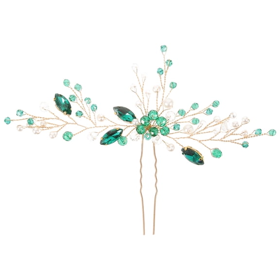 FOMIYES Bridal Green Rhinestone Hairpin U Shape Crystal Hairpin Elegant Wedding Hair Accessories