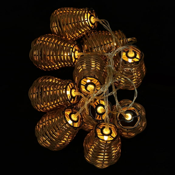 FOMIYES Rustic String Lights Rattan Ball Shape 1Pack 25.6x2x2.8in