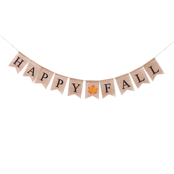FOMIYES Burlap Fabric Bunting Banner 1Set Light Yellow for Fall Festival Thanksgiving Decor