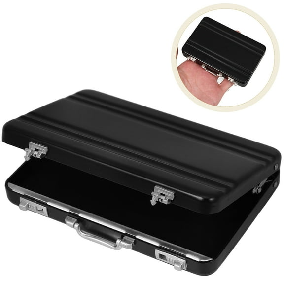 FOMIYES Business Card Case Aluminum 1Pcs Compact Suitcase Shaped Organizer For Small Items Protection