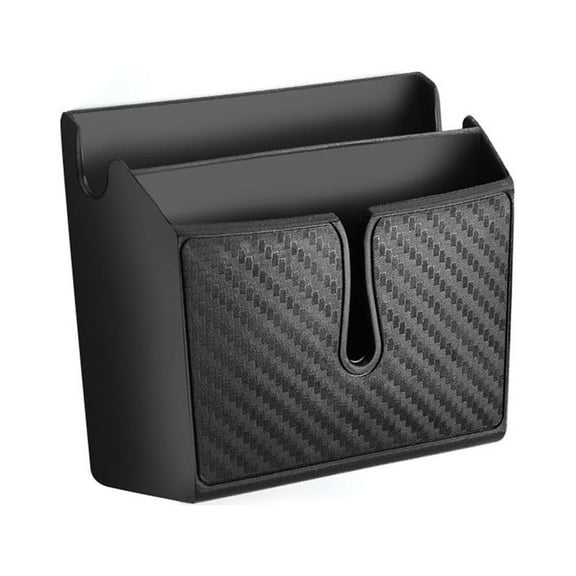 FOMIYES Car Container Plastic Black PVC Carbon Fiber Storage Box with Charging Port Holder for Small Items
