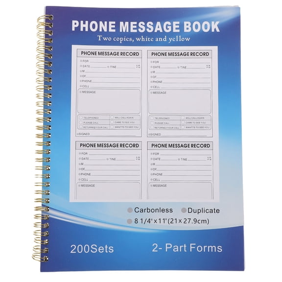 FOMIYES Carbonless Phone Message Log Book Large A4 Spiral Bound Notebook for Office Use