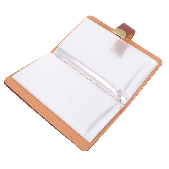 FOMIYES Money Saving Book with Lock Stylish PU Cover for Secure Cash and Receipt Storage Light Brown