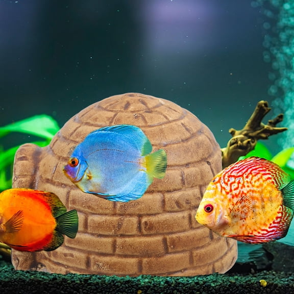 FOMIYES Ceramic Aquarium Log Decor, Fish Hideout Cave, Shrimp Shelter, Betta Habitat Ornament for Aquatic Pet Accessories