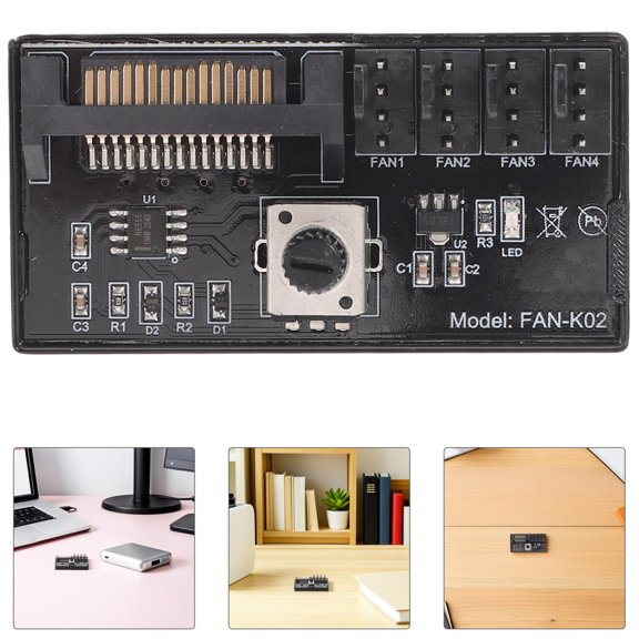 FOMIYES Black PWM Fan Hub with Speed Controller for Efficient PC Cooling and Optimal Chassis Airflow Management