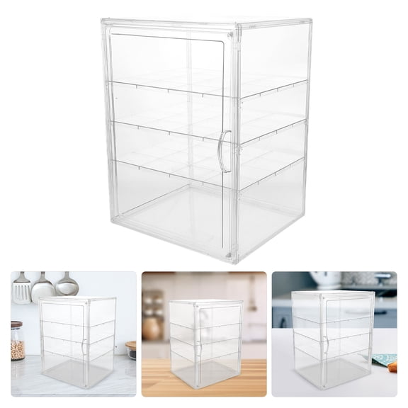 FOMIYES 4-Layer Adjustable PET Countertop Bakery Display Case, Clear Pastry Dessert Stand for Cookies, Donuts, Bread and Cakes
