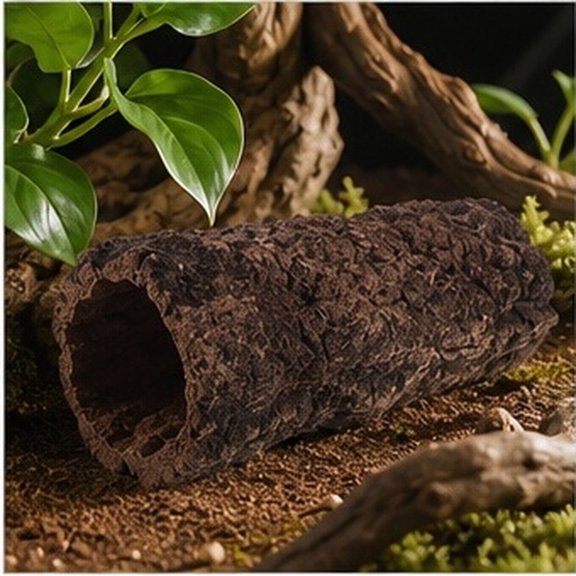 FOMIYES Coffee Lizard Cave Hide for Terrariums, Tree Style Shelter with Authentic Log Look