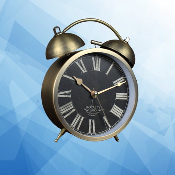 FOMIYES Coffee Metal Table Clock Retro Alarm for Home Desk with Creative Ring Bell Feature