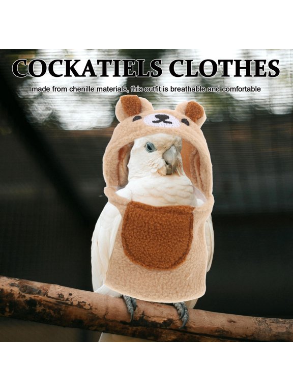 Comfortable Light Brown Chenille Parrot Outfit Warm Flight Jacket Style Bird Clothes