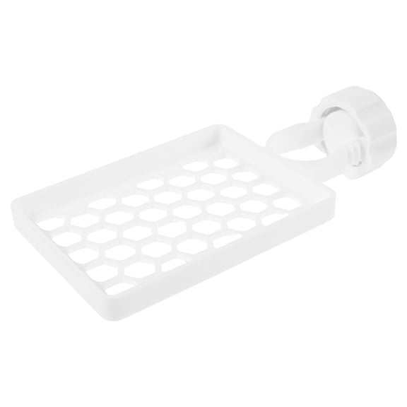 FOMIYES Compact White Kitchen Sink Soap Stand with Drain Basket and Easy Tool Free Installation