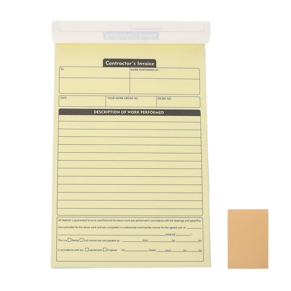 FOMIYES Contractor Invoice Book with 2 Part Carbonless Forms White for Office Use Business Receipts and Order Tracking