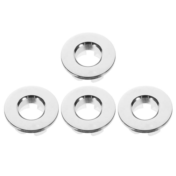 FOMIYES Copper Sink Basin Overflow Covers for Bathroom Wash Basin 4 Pieces Silver Color