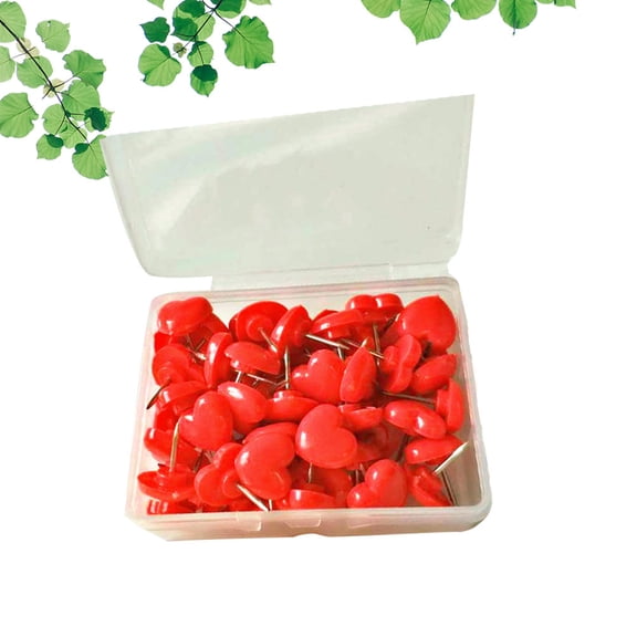 FOMIYES Creative Red Heart Shaped Plastic Thumbtack Drawing Pins for Office Stationery Supplies