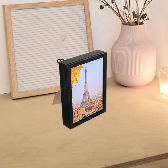 FOMIYES Black Wooden Picture Frame Hidden Safe Box Home Wall Cash Jewelry Organizer 1pc