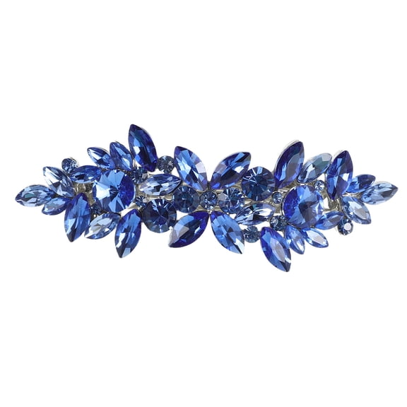 FOMIYES Crystal Wedding Hair Barrette in Blue Sparkling Rhinestone Bridal Hair Clip for Elegant Styling