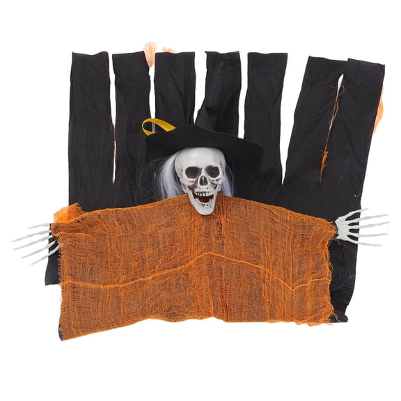 FOMIYES Scary Skull Hanging Ghost Orange Plastic Foam Fabric Party Decor