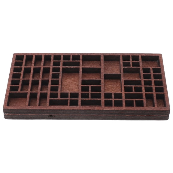 FOMIYES Coffee Wood Rock and Mineral Display Case, Versatile Crystal Specimen Storage Shelf Organizer for Home Office Decor