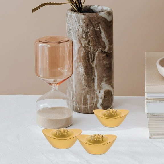 FOMIYES Decorative Object Mini Ingot Sculpture Brass Good Fortune Symbol 4.72X0.87X0.59In 1Pcs