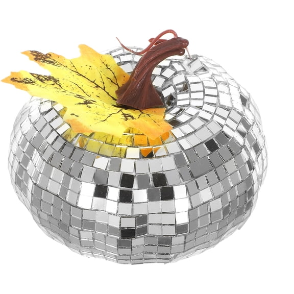FOMIYES Disco Pumpkin Figurine Mirror Glass Foam Silver Ornament for Decor