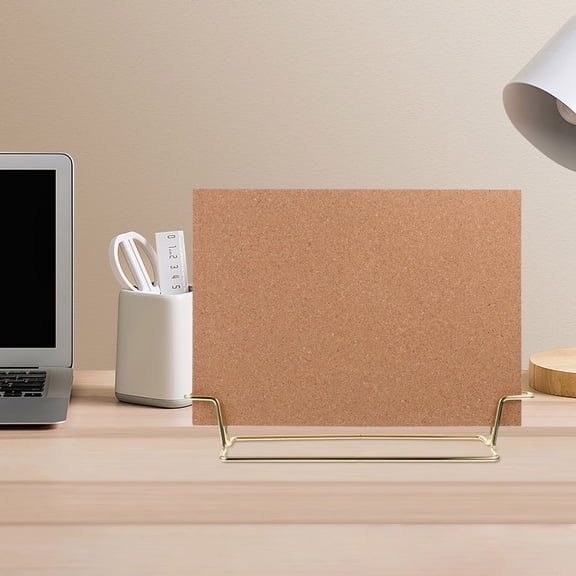 FOMIYES Desktop Corkboard Golden Small Stand Office Memo Board for Pin Display and Organization