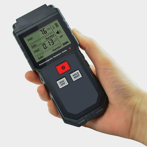 FOMIYES Digital Emf Reader Black Radiation Detector with LCD Display and Sound Alarm