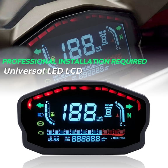 FOMIYES Digital LCD Motorbike Speedometer Water Temperature Odometer Black Durable Material