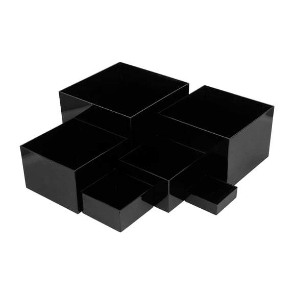 FOMIYES Display Stand Five-sided Hollow Base Riser Cube Acrylic 6pcs Black