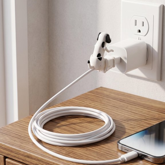 FOMIYES Dog Shaped High Speed USB C Cable Fast Charging Cord for Phone with White Braided Design