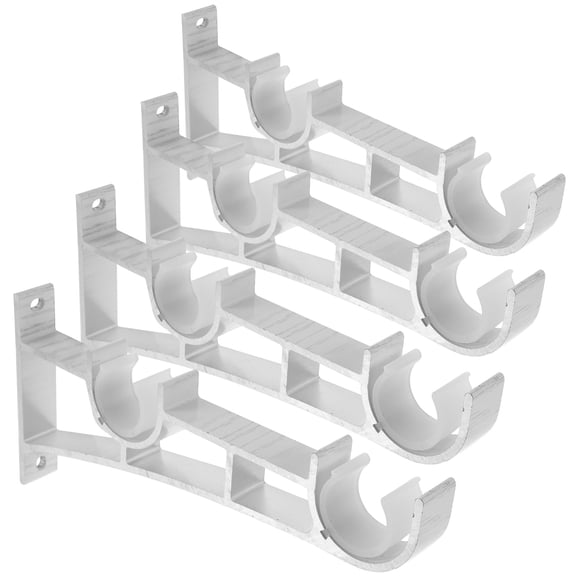 FOMIYES Double Curtain Rod Brackets, Easy Install, Simple Style, 4Pcs